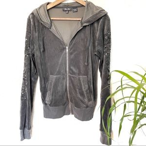 Miss Me▫️gray velvet zip up  sweater